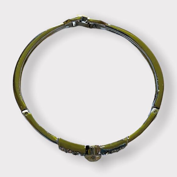 Silver Bow Tie Rhinestone Bangle Bracelet - Picture 2 of 2